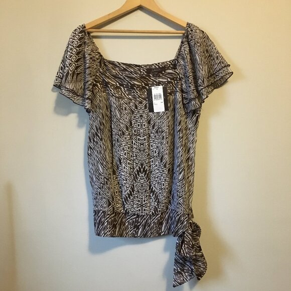 NWT Vintage Jessica Arizona Flutter Sleeve Tie Hem Blouse - Picture 2 of 16